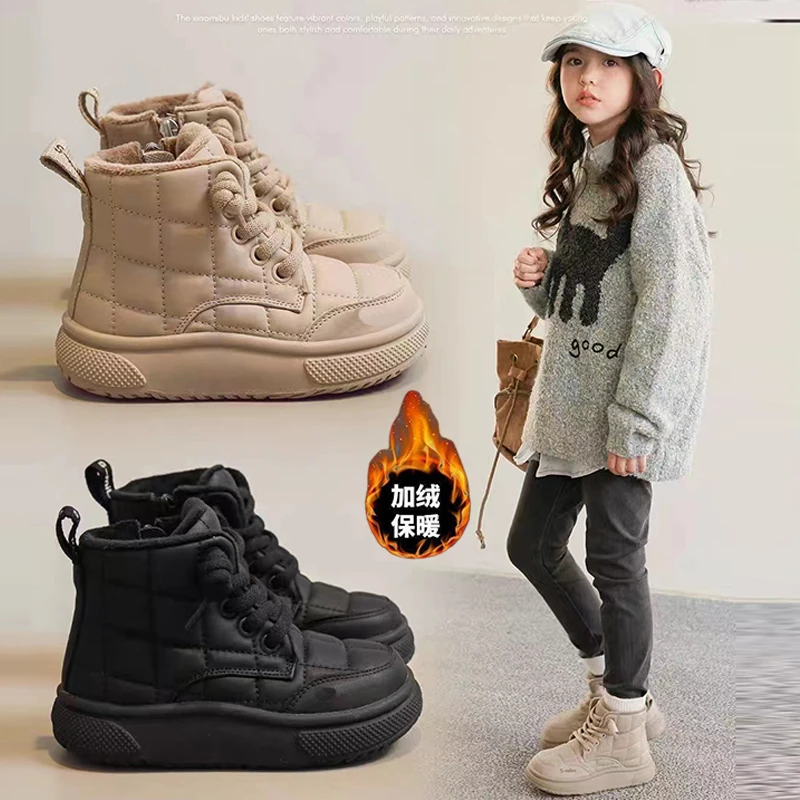 回力瑞女童鞋2023冬季新款儿童运动鞋女孩加绒棉鞋冬款保暖雪地靴