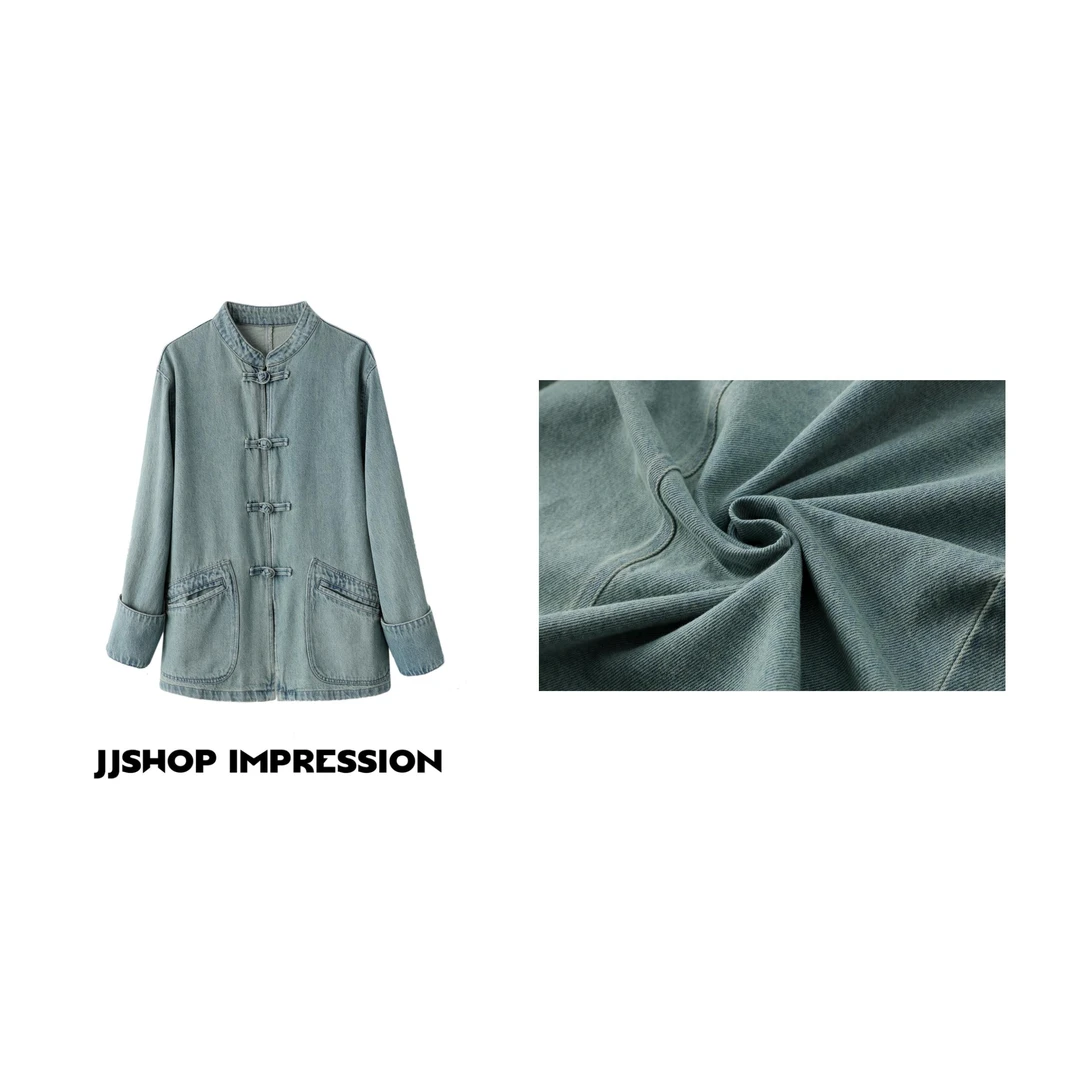 【新中式牛仔外套】JJSHOPIMPRESSION春夏新中式设计款长袖牛仔外套