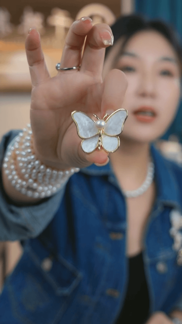 【闪购商品】淡水珍珠胸饰合金淡水珍珠胸针