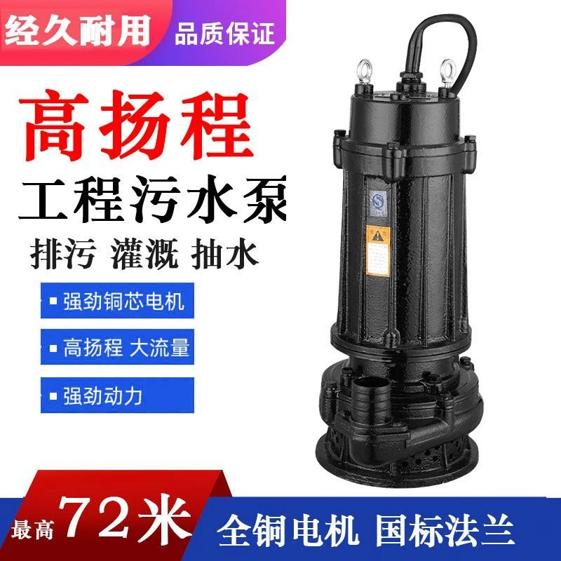 高扬程污水泵大流量泥浆抽水灌溉排污泵排污380v220v铁壳潜水泵