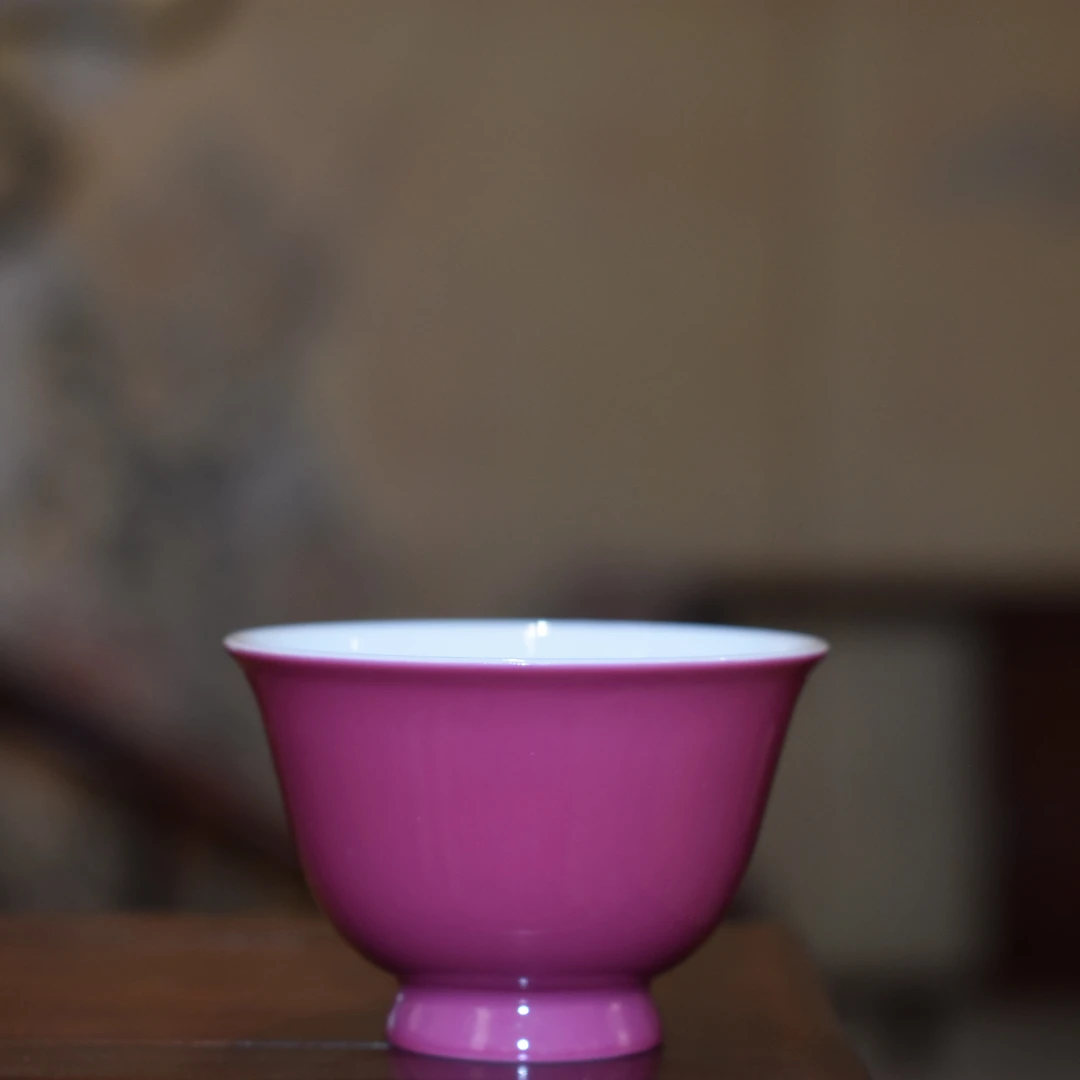 胭脂红主人杯 撇口杯