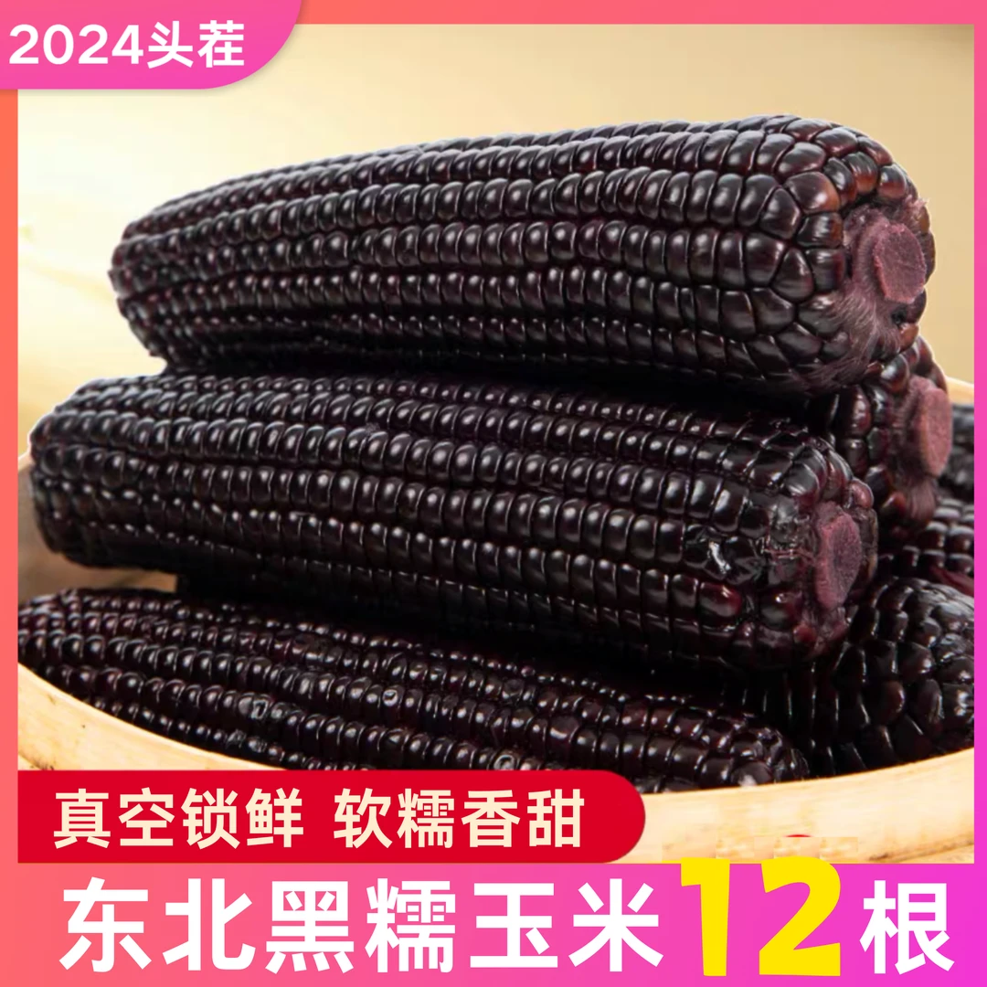 【整箱6斤】试吃2根东北蓝莓黑珍珠黑糯玉米220-280克*12支真空包装