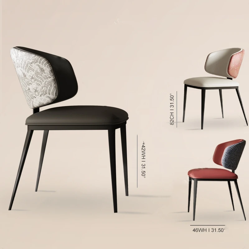 意式极简真皮餐椅家用设计师靠背椅子简约现代高级感餐厅餐桌椅子