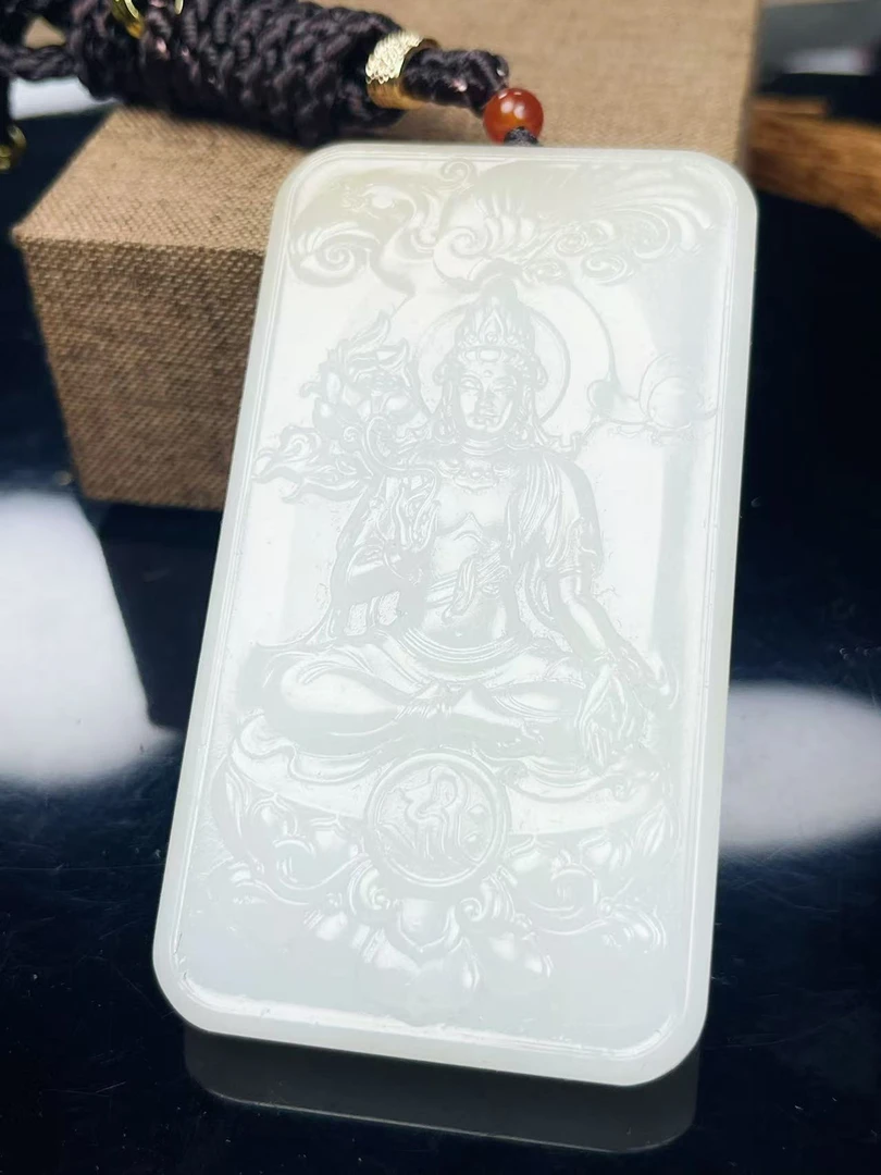 （老王甄选）新疆和田玉羊脂白玉观音牌