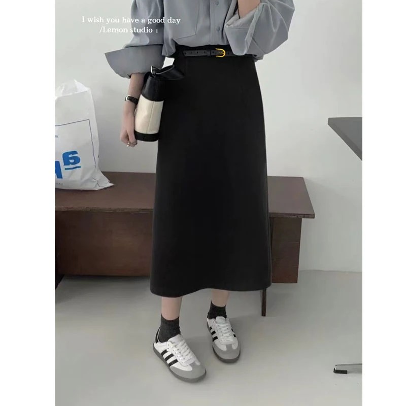【高品质人字纹毛呢】全内衬加厚毛呢秋冬直筒半身裙#5592