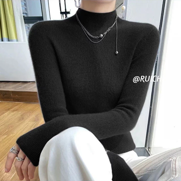 【高品质一线成衣无缝】2024冬季新款韩系长袖针织打底衫#9053