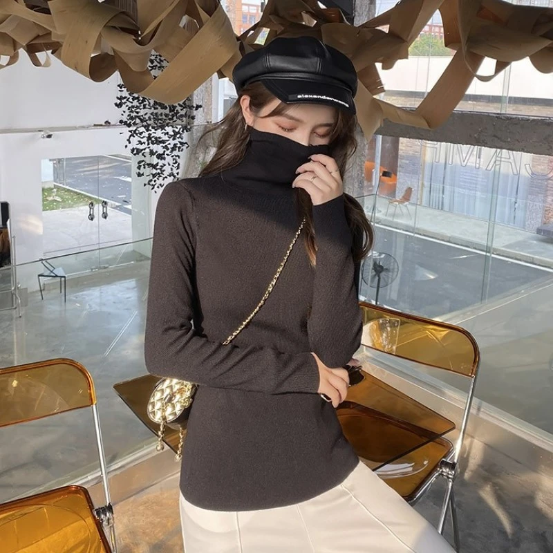 针织修身显瘦高领打底衫#21061