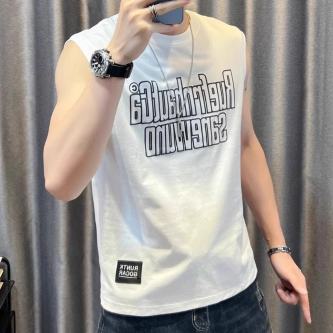 网红运动背心男款纯棉夏季潮流健身坎肩无袖t恤时尚百搭美式汗衫