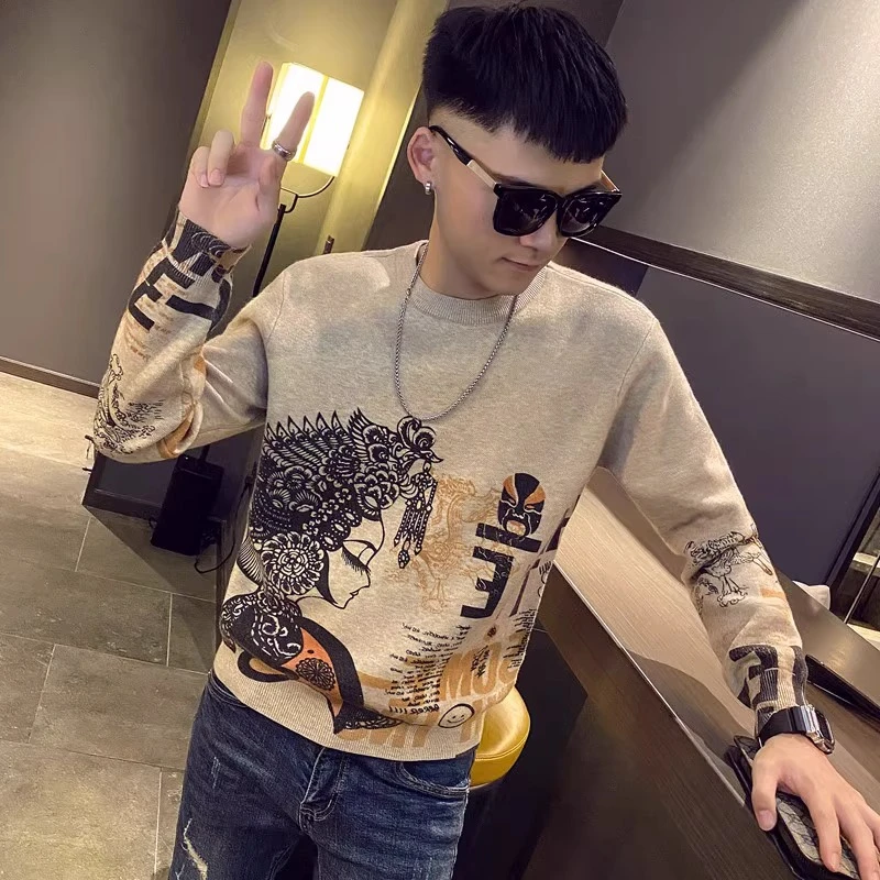 毛衣男士秋冬季加厚韩版潮流个性针织衫2022年新款圆领打底线衣男