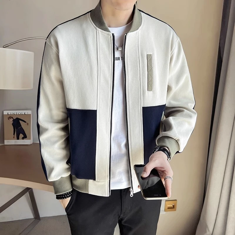 男士外套春秋季2023新款潮牌痞帅拼色春装高端时尚休闲棒球服夹克