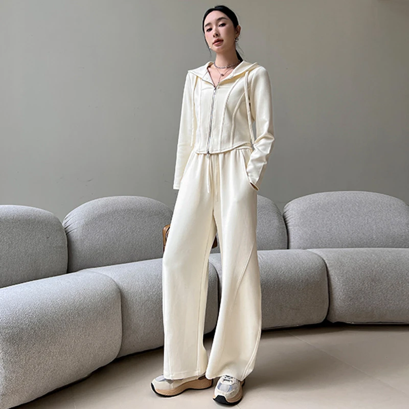 【佳尼专属】休闲连帽拉链卫衣美拉德春季老钱风香蕉裤套装