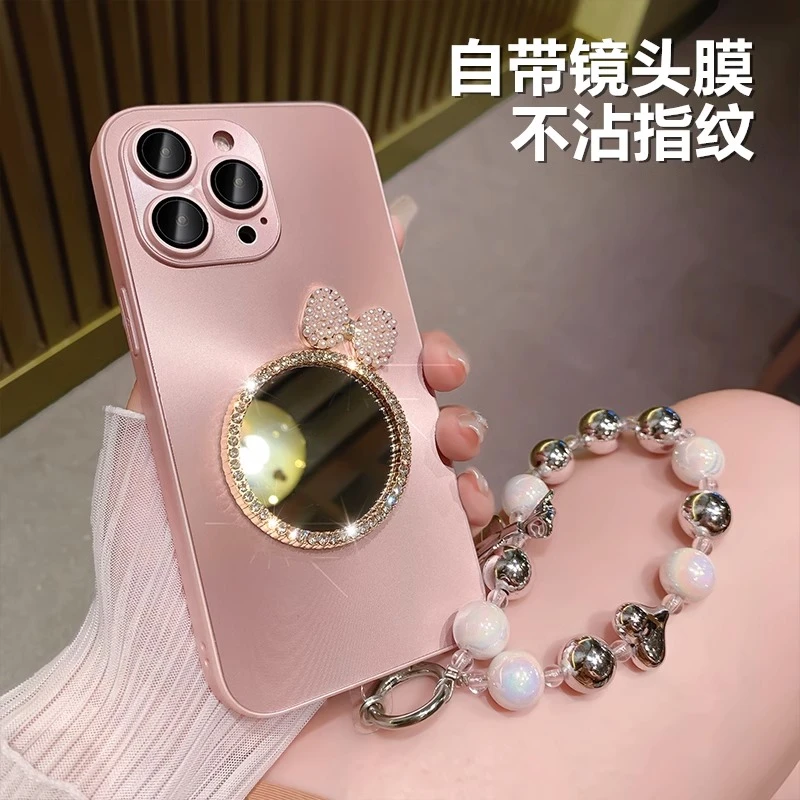 补妆镜17pro适用iPhone15promax防摔不沾指纹16pro全包高级感14女