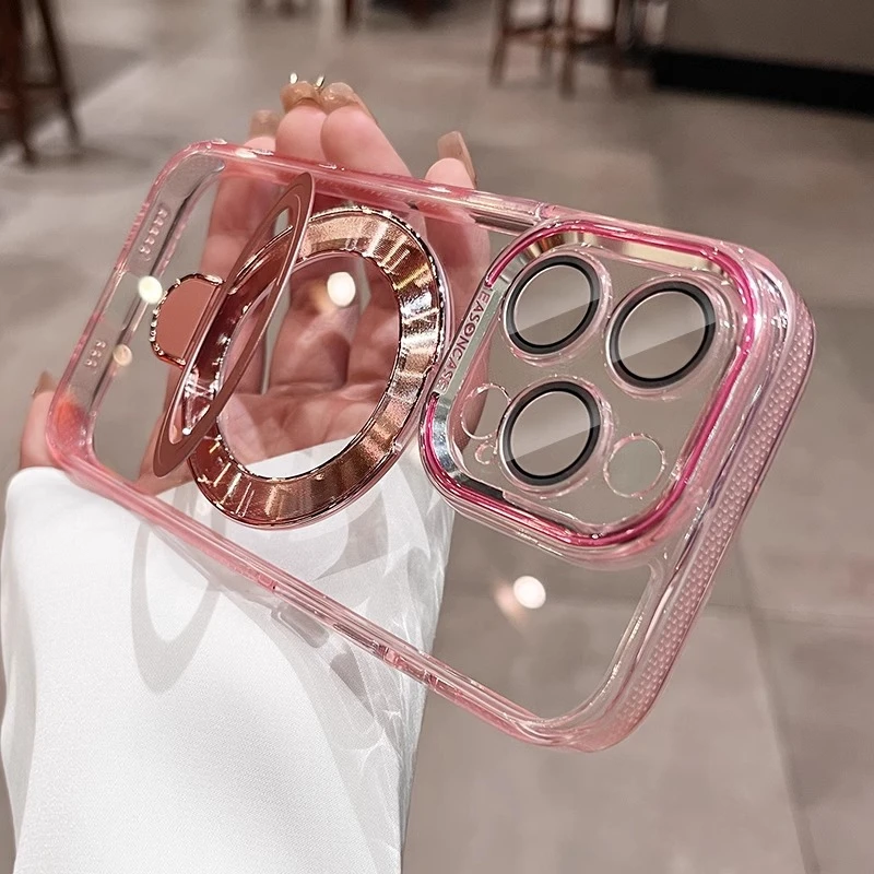 磁吸支架适用苹果15Promax手机壳新款iPhone16Pro透明女款全包14p