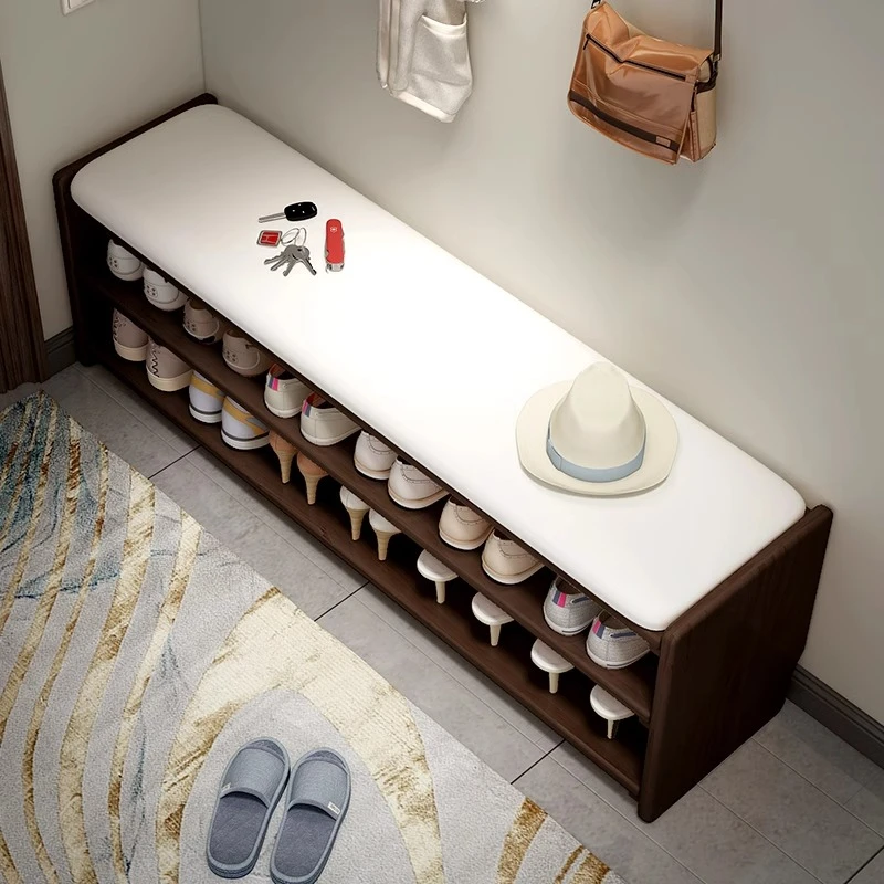 实木换鞋凳家用门口可坐可收纳鞋柜坐凳一体柜入户鞋架软包穿鞋凳