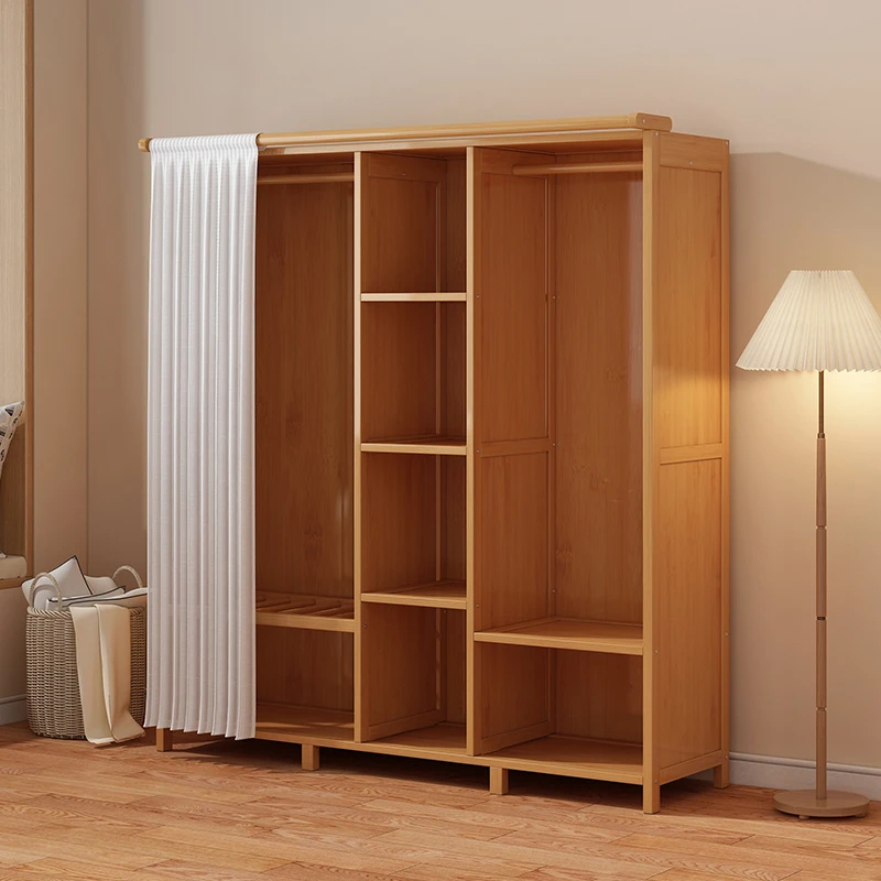 简易衣柜出租房专用衣服柜网红儿童小挂衣柜结实耐用竹组装挂衣橱