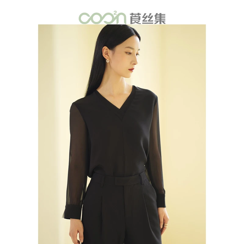 COO²N/莨丝集100桑蚕丝30姆米双绉百搭衬衫气质女装CS302