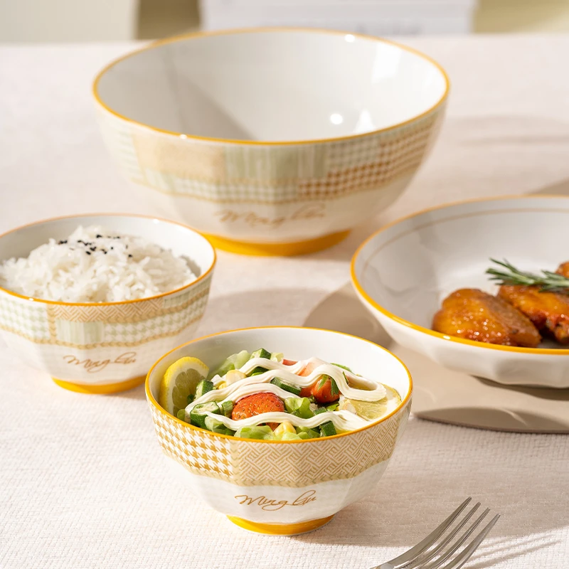 直播间专属改价链接：千鸟格8英寸超大陶瓷汤碗2个装