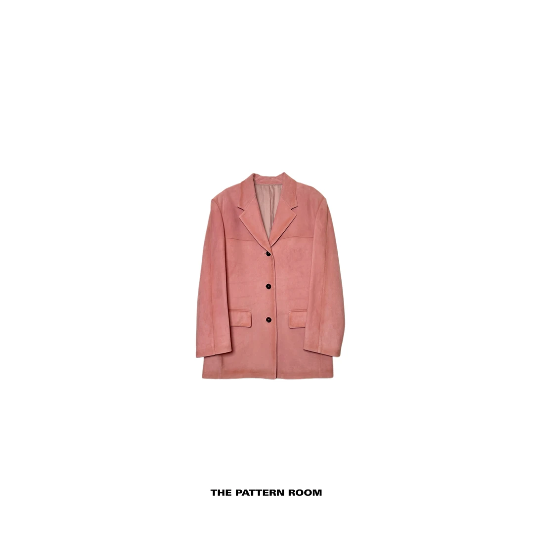 The pattern room | 斑斓美人雾面磨砂粉西装皮衣