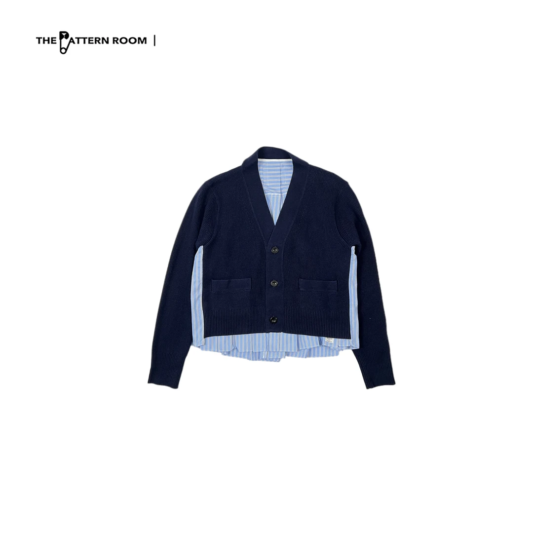 The pattern room | 拆解美学毛织衬衫拼接两色开衫