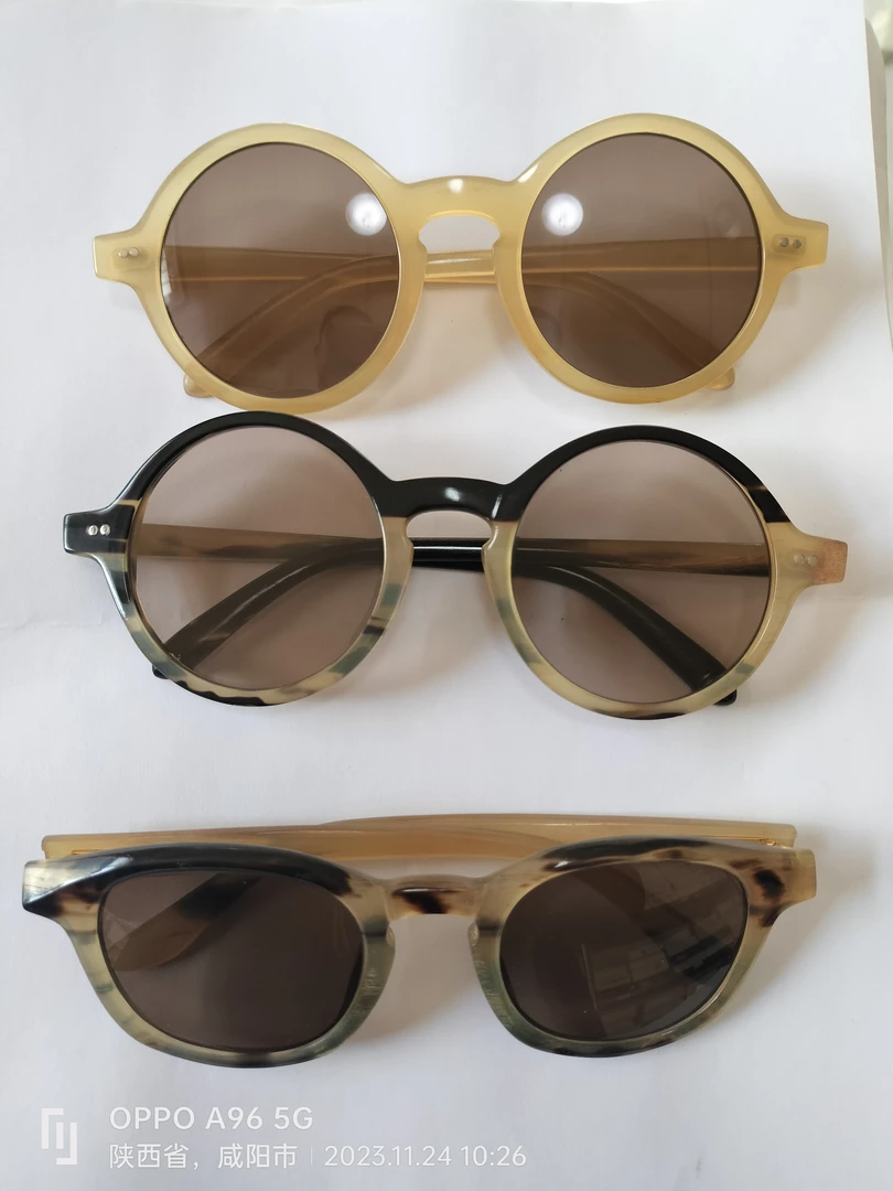 牛角架纯天然水晶石头眼镜