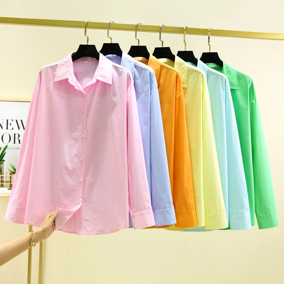 外贸棉衬衫女宽松衬衫休闲外套防晒松弛感衬衣春款衬衫打底衫百搭
