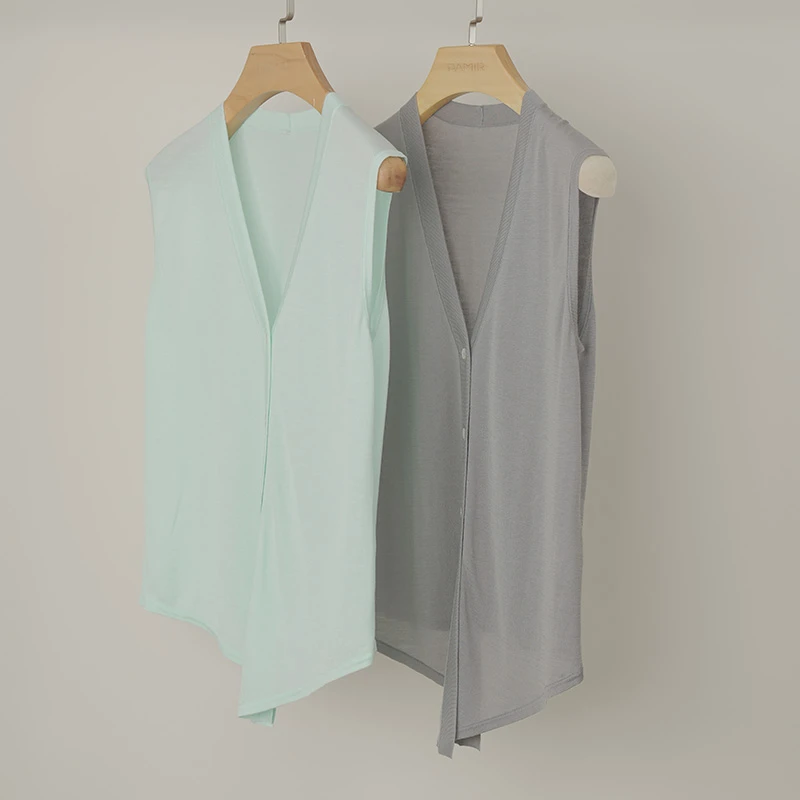 【冬姐精选】PAMIR春夏新款女V领休闲无袖醋酸针织衫 PZ391