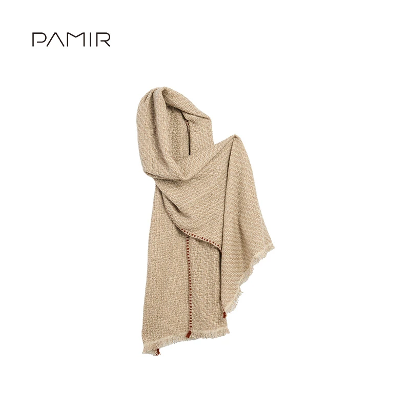 【叶可可】PAMIR秋冬新款女休闲保暖方格纹羊绒围巾披肩 JH030