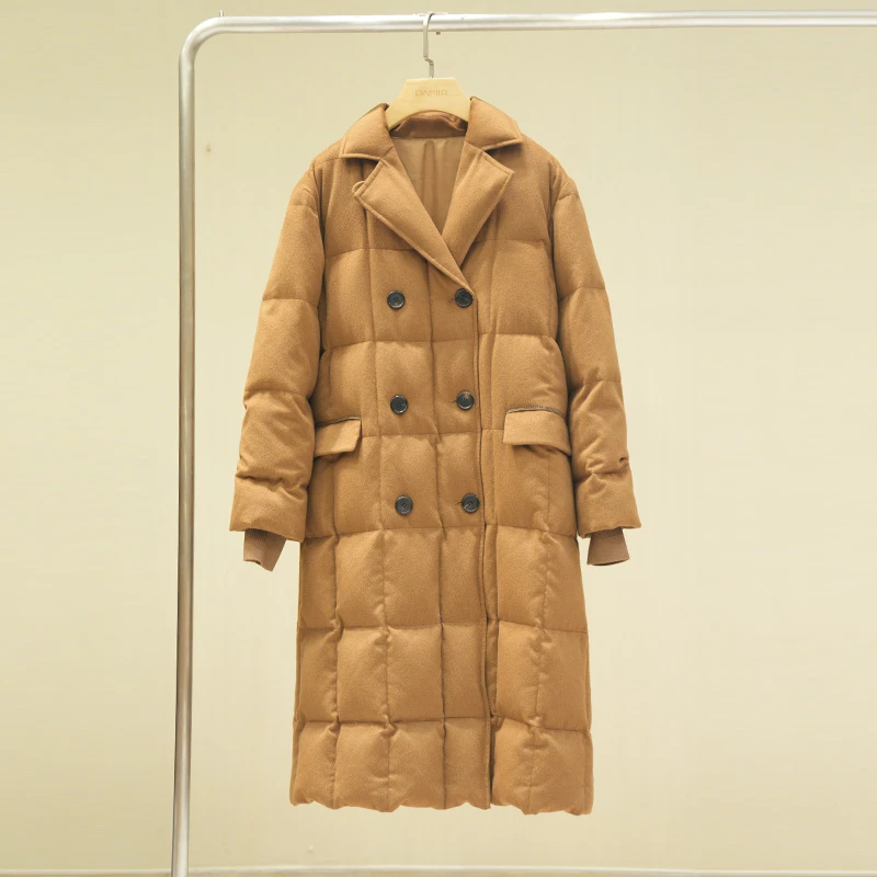 【叶可可】PAMIR秋冬女小骆驼绒中长款羽绒服 TF010