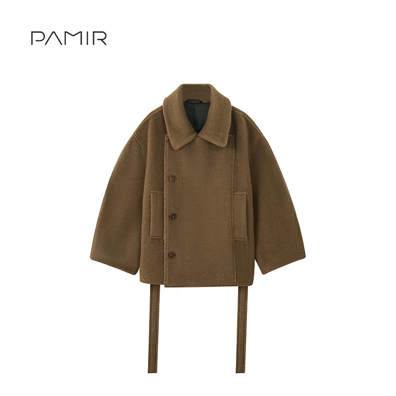 【叶可可】PAMIR秋冬新款女翻领羊驼混纺短款毛呢外套 PN105