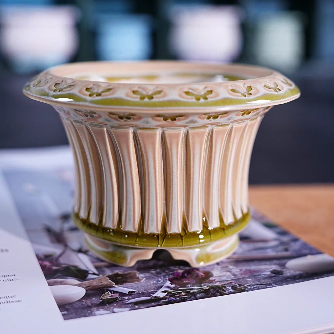 景德镇手工多肉花盆万象米哈内口9.5m外高8cm