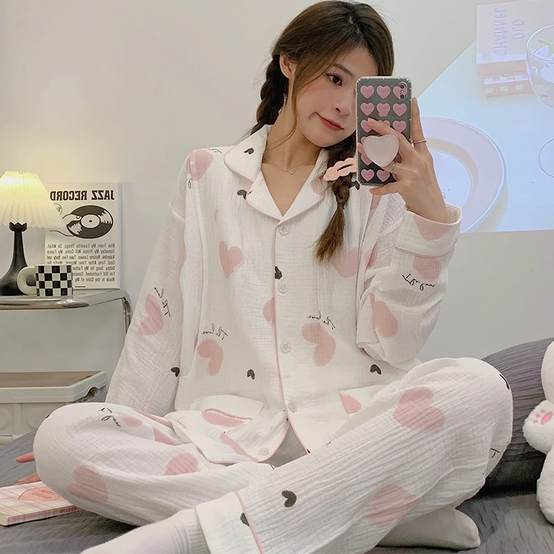 纱布月子服a类棉夏季薄款产后哺乳孕妇睡衣春秋产妇喂奶两件套