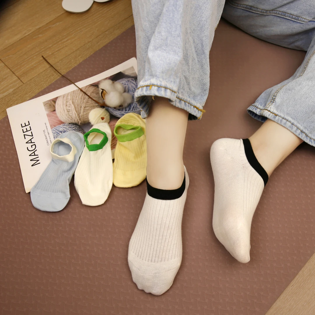 夏季薄款女袜子女船袜浅口多巴胺系列硅胶防滑跟透气无骨夏天袜子