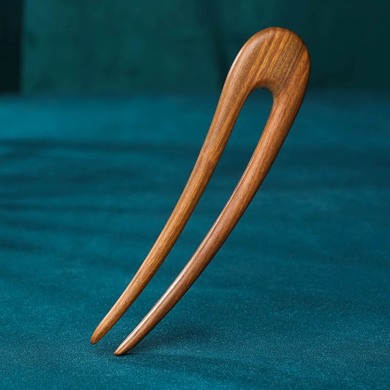 天然绿檀U型簪岫玉珠子双面蝴蝶步摇国风旗袍景泰蓝古风手工