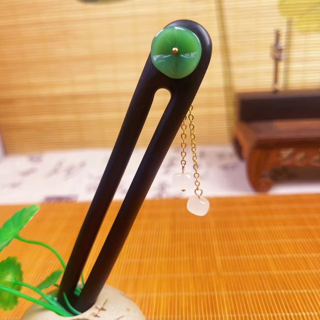 檀木U型发簪子复古纯手工日常简约木发簪国风旗袍发饰头饰