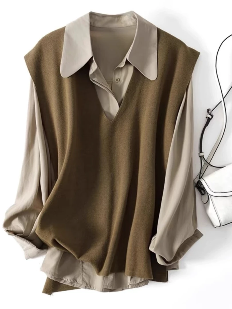 C122 (只出不进 谨慎下单）气质时尚纯色宽松休闲衬衫女