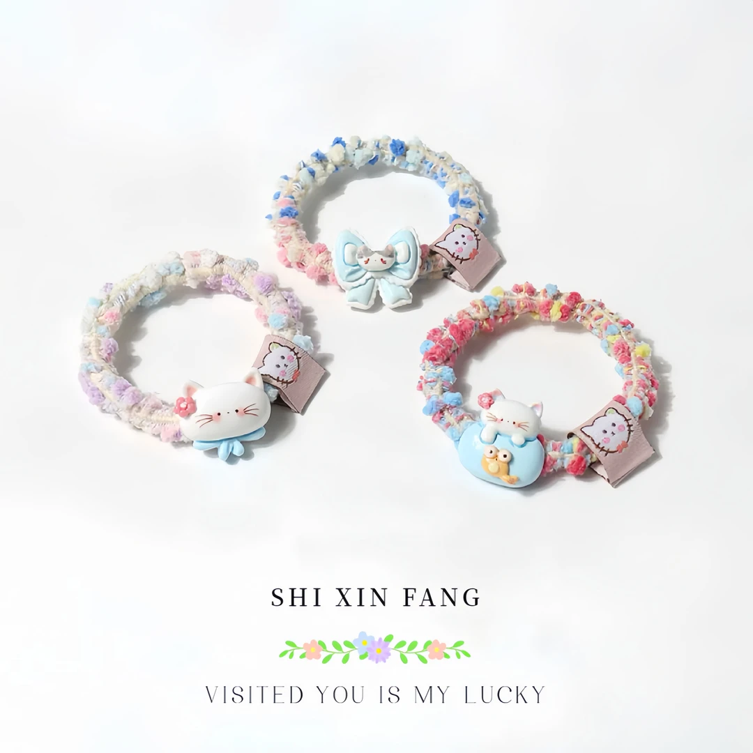 奶萌三花猫发绳可爱甜美精致头绳日常百搭马尾头饰韩版清新发饰