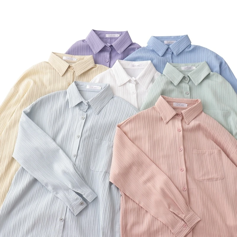 小众设计感褶皱纹理纯色宽松慵懒风防晒衬衫女款上衣