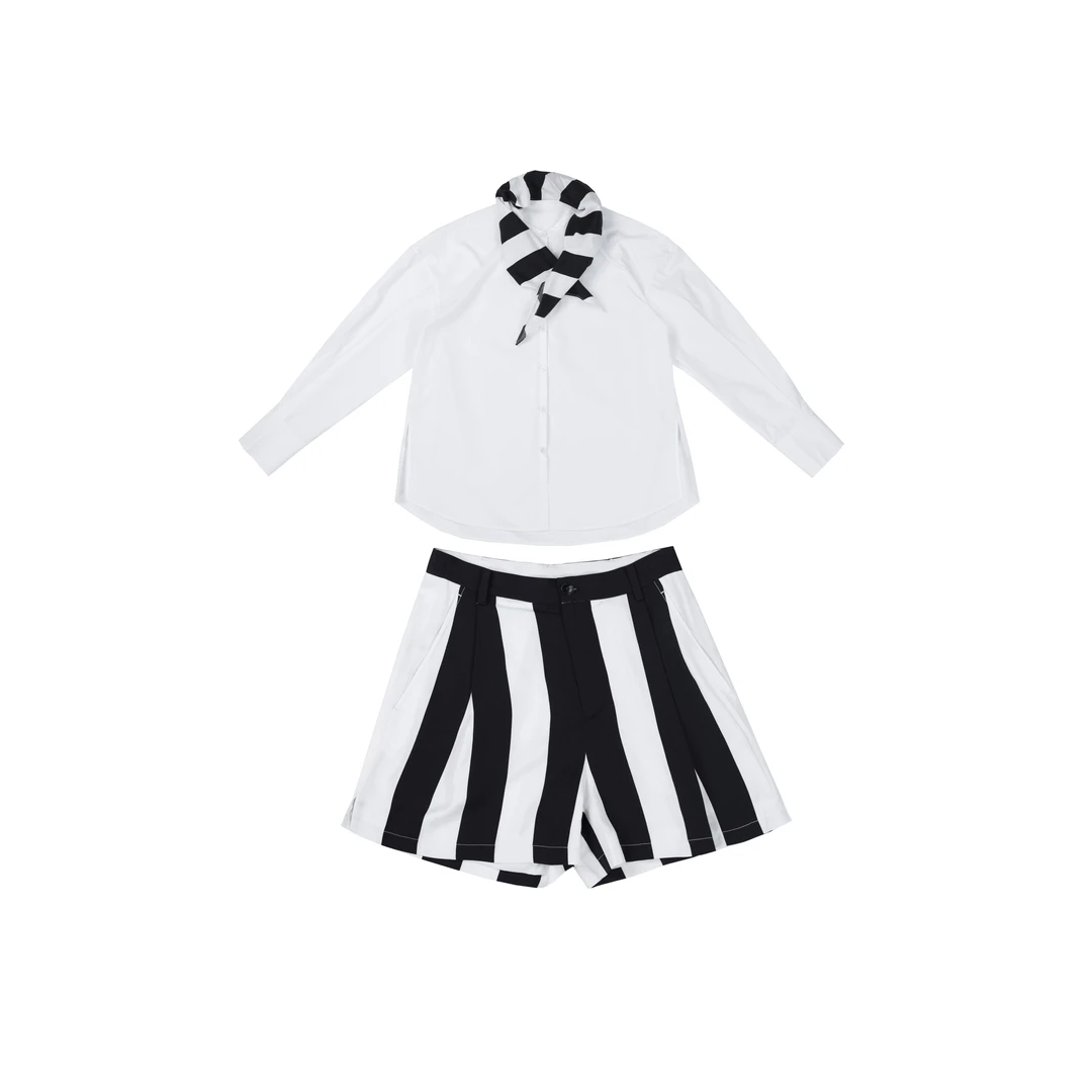 【坤姨专属】“时髦攻略”黑白条纹 衬衫套装