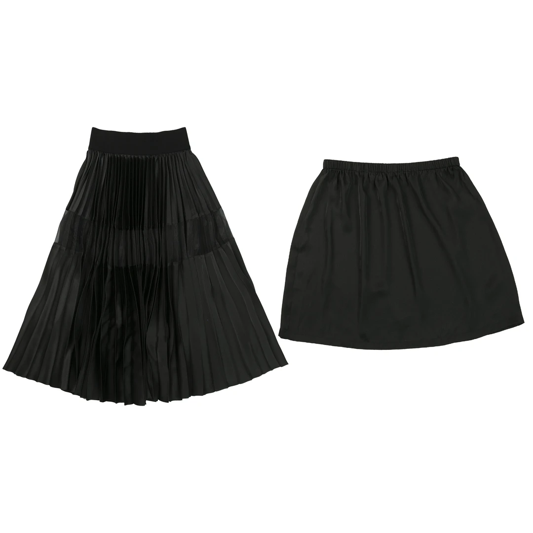 【坤姨专属】“时髦攻略”高级感化纤 高腰半透 真两件 百褶半身裙