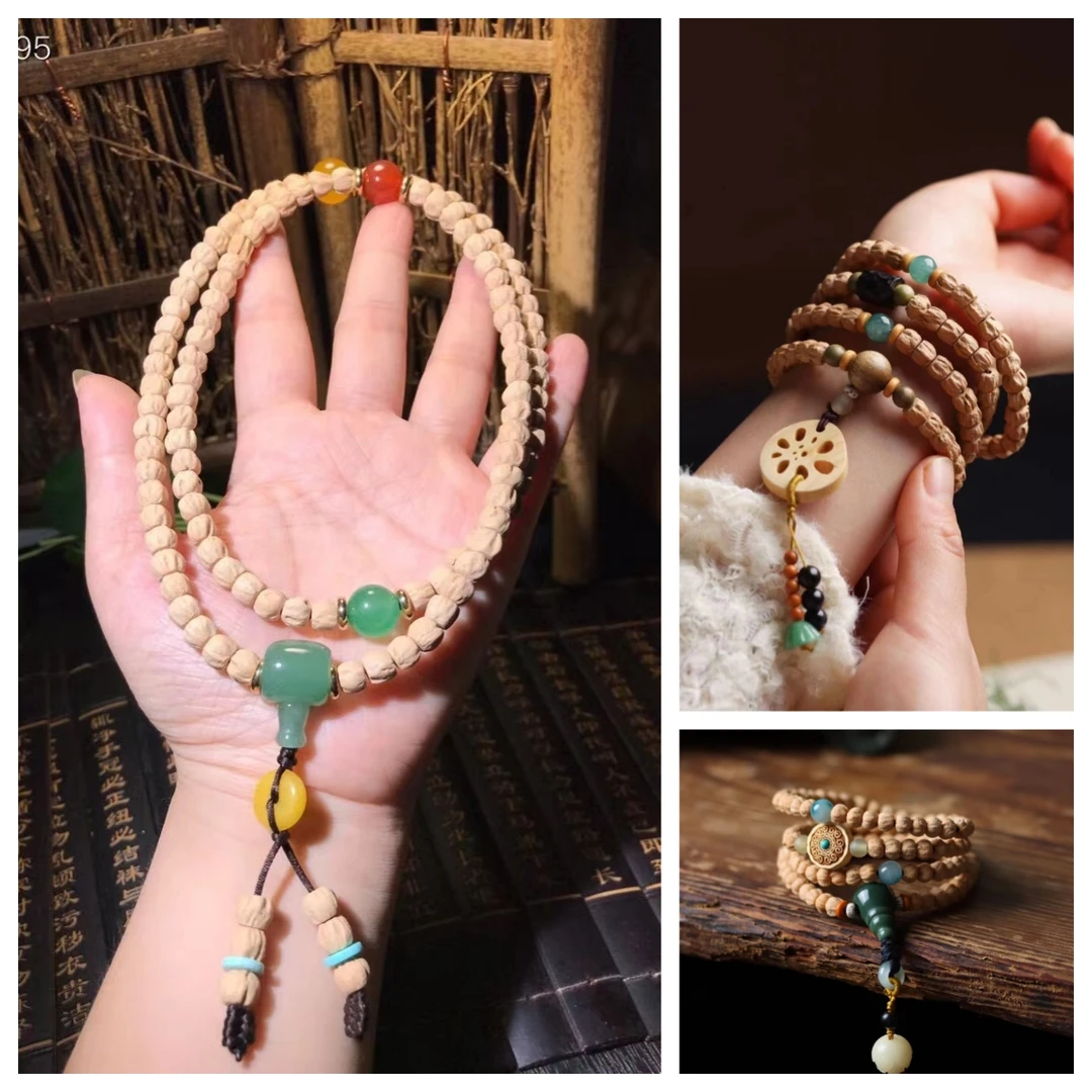 热振寺百香籽108颗手串高油高密黄皮菩提念珠文玩佛珠念珠手串