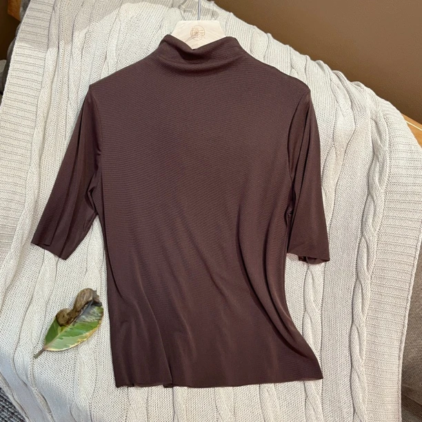 梅家2024新款百搭休闲纯色半高领上衣