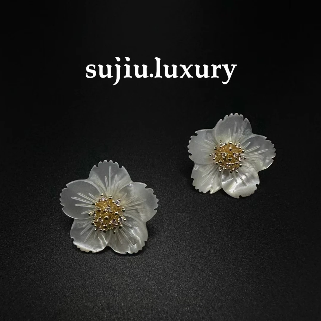 铜合金耳饰 《采菊》甜美简约小众素款耳饰耳钉耳坠6428