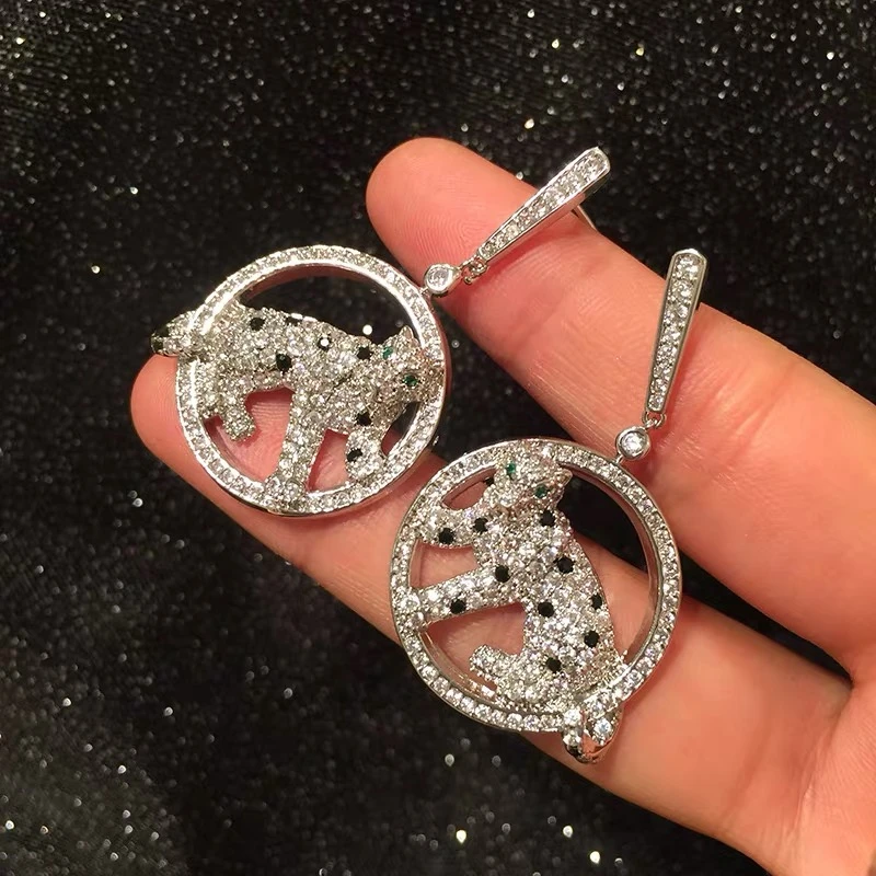 铜合金耳饰 《黑桃》精致轻奢满钻镶嵌小动物圈圈耳环6028