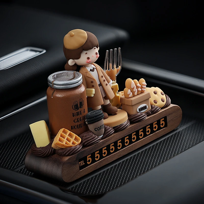 甜点围城纯手工汽车临时停车电号码牌车载女挪车卡原创内饰装饰品