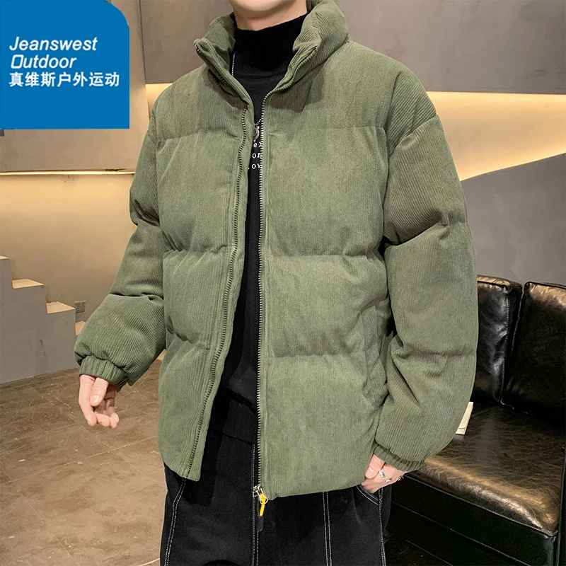 Jeanswest/真维斯灯芯绒棉服男士冬季棉衣情侣加厚飞行外套棉袄