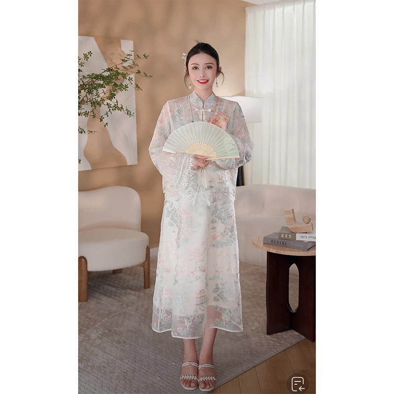 孕妇装夏装新中式两件套吊带连衣裙孕期时尚款套装31号