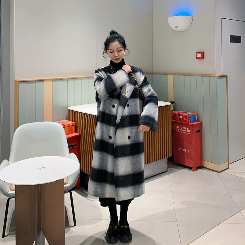 现货现发孕妇冬装气质高端格子加厚大衣外套29号