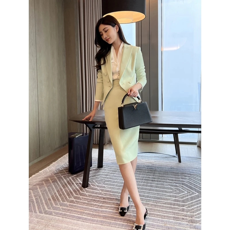1693-春夏季新款西装外套女高端职业装主持人正装西服套装包臀裙