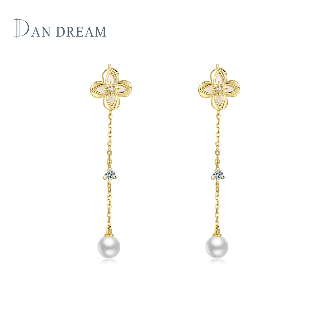 DANDREAM四叶草耳钉女可拆卸多种戴法长款气质耳坠时尚通勤耳饰