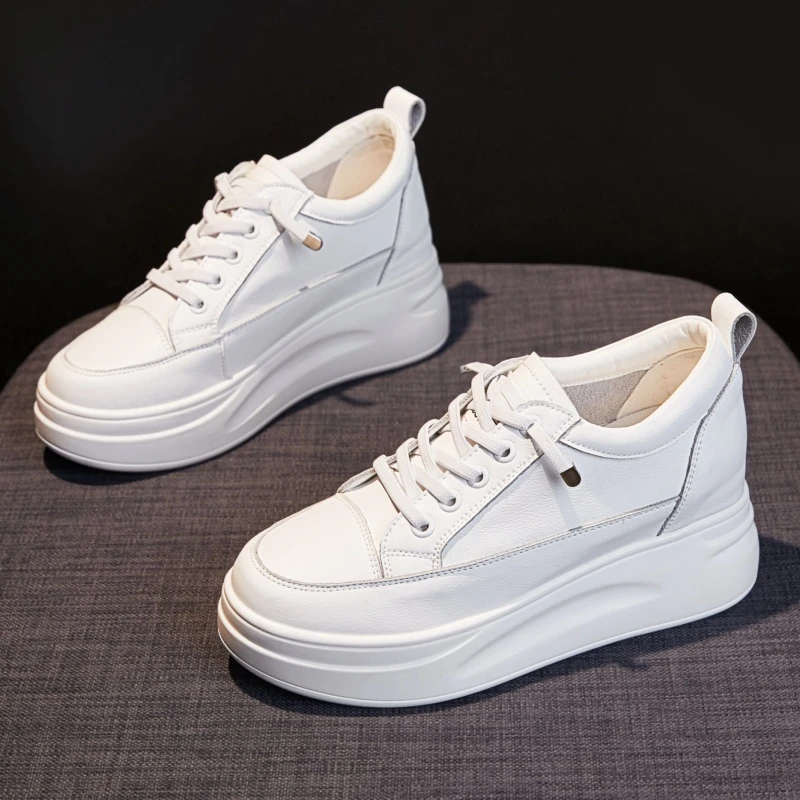 真皮韩版小白鞋女新款百搭厚底内增高6CM女款鞋子小个子夏季网鞋